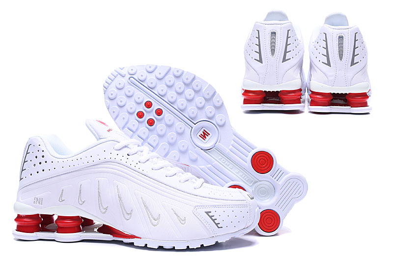 nike shox R4 shoes women-white/red